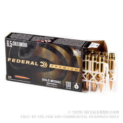 20 Rounds of 6.5 mm Creedmoor Ammo by Federal - 130gr Berger Hybrid OTM