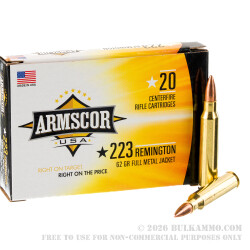1000 Rounds of .223 Ammo by Armscor - 62gr FMJBT