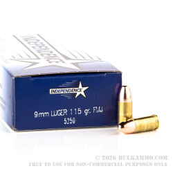 1000 Rounds of 9mm Ammo by Independence - 115gr FMJ 1000 Rounds of 9mm Ammo by Independence - 115gr FMJ