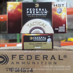 50 Rounds of 9mm +P Ammo by Federal LE - 147gr JHP HST 50 Rounds of 9mm +P Ammo by Federal LE - 147gr JHP HST