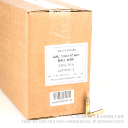 20 Rounds of 5.56x45 Ammo by Bosnian Surplus - 55gr FMJ 20 Rounds of 5.56x45 Ammo by Bosnian Surplus - 55gr FMJ