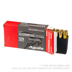 20 Rounds of 6.5 Creedmoor Ammo by Aguila - 129gr SP