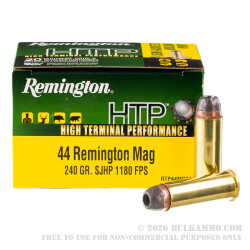 20 Rounds of .44 Mag Ammo by Remington HTP - 240gr SJHP