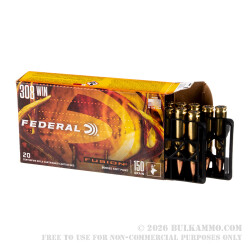 20 Rounds of .308 Win Ammo by Federal Fusion - 150gr Bonded SP