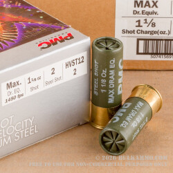 12 ga - 2-3/4" - 1 1/8 oz. - Steel #2 Shot - High Velocity Magnum Steel Load - PMC - 250 Rounds 12 ga - 2-3/4" - 1 1/8 oz. - Steel #2 Shot - High Velocity Magnum Steel Load - PMC - 250 Rounds