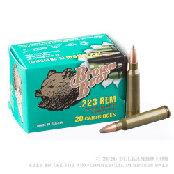 20 Rounds of .223 Ammo by Brown Bear - 62gr SP 20 Rounds of .223 Ammo by Brown Bear - 62gr SP