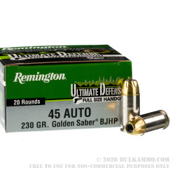 20 Rounds of .45 ACP Ammo by Remington - 230gr JHP