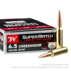 200 Rounds of 6.5 Creedmoor Ammo by Winchester Super Match - 140gr HPBT