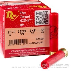 250 Rounds of .410 Ammo by Rio Top Target - 1/2 ounce #9 shot