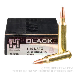 20 Rounds of 5.56x45 Ammo by Hornady BLACK - 75gr InterLock HD SBR