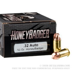 20 Rounds of .32 ACP Ammo by Black Hills Ammunition - 50gr HoneyBadger