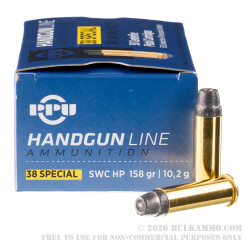500 Rounds of .38 Spl Ammo by Prvi Partizan - 158gr LSWCHP