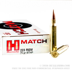 200 Rounds of .223 Ammo by Hornady - 75gr HPBT Match