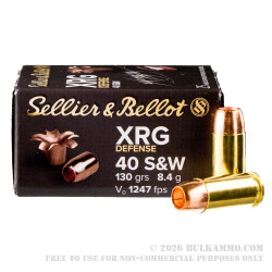 25 Rounds of .40 S&W Ammo by Sellier & Bellot XRG Defense - 130gr SCHP