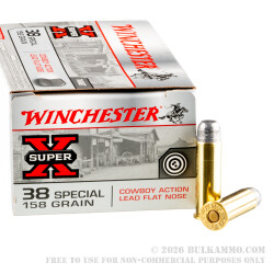 50 Rounds of .38 Spl Ammo by Winchester Super-X - 158gr LFN