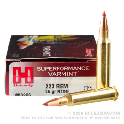 20 Rounds of .223 Ammo by Hornady - 35 gr Non-Toxic Polymer Tipped
