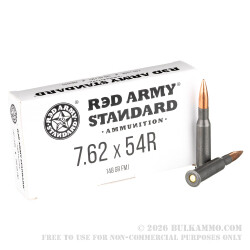 500 Rounds of 7.62x54r Ammo by Red Army Standard - 148gr FMJ 500 Rounds of 7.62x54r Ammo by Red Army Standard - 148gr FMJ