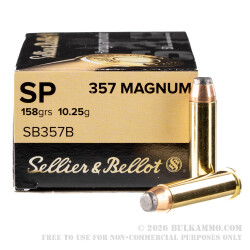 50 Rounds of .357 Mag Ammo by Sellier & Bellot - 158gr SP