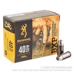 20 Rounds of .40 S&W Ammo by Browning - 180gr JHP