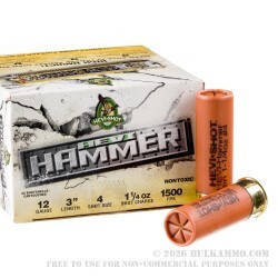 25 Rounds of 12ga Ammo by Hevi-Hammer - 1-1/4 ounce #4 bismuth/steel shot