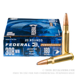 20 Rounds of .308 Win Ammo by Federal - 180gr SP