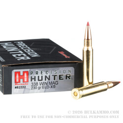 20 Rounds of .338 Win Mag Ammo by Hornady Precision Hunter - 230gr ELD-X