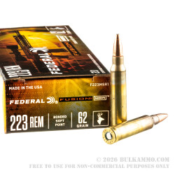 20 Rounds of .223 Ammo by Federal - 62gr Fusion