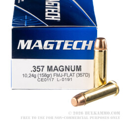 50 Rounds of .357 Mag Ammo by Magtech - 158gr FMJ FN
