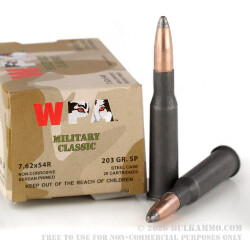 20 Rounds of 7.62x54r Ammo by Wolf Military Classic - 203gr SP 20 Rounds of 7.62x54r Ammo by Wolf Military Classic - 203gr SP