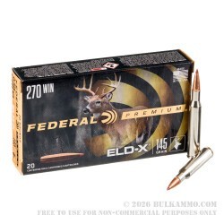 20 Rounds of .270 Win Ammo by Federal - 145gr ELD-X