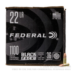 4400 Rounds of .22 LR Ammo by Federal Black Pack - 36gr CPHP 4400 Rounds of .22 LR Ammo by Federal Black Pack - 36gr CPHP
