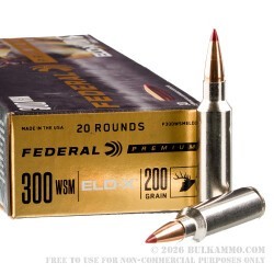 20 Rounds of .300 WSM Ammo by Federal - 200gr ELD-X
