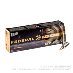 20 Rounds of .300 WSM Ammo by Federal - 200gr ELD-X