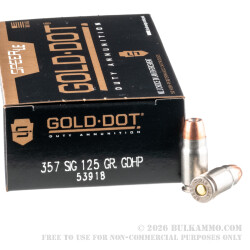 1000 Rounds of .357 SIG Ammo by Speer Gold Dot - 125gr JHP