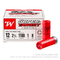 25 Rounds of 12ga Ammo by Winchester Super Target - 1 ounce #8 shot