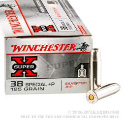 50 Rounds of .38 Spl Ammo by Winchester SilverTip - +P 125gr JHP 50 Rounds of .38 Spl Ammo by Winchester SilverTip - +P 125gr JHP