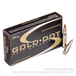 500 Rounds of .308 Win Ammo by Speer Gold Dot - 168gr Bonded SP
