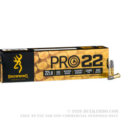2000 Rounds of .22 LR Ammo by Browning PRO22 - 40gr LRN