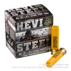 25 Rounds of 20ga Ammo by Hevi-Steel - 7/8 ounce #2 steel shot