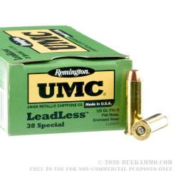 500 Rounds of .38 Spl Ammo by Remington UMC - Leadless - 125gr FNEB 500 Rounds of .38 Spl Ammo by Remington UMC - Leadless - 125gr FNEB