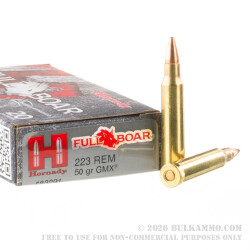 20 Rounds of .223 Ammo by Hornady - 50gr GMX 20 Rounds of .223 Ammo by Hornady - 50gr GMX