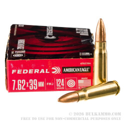 20 Rounds of 7.62x39mm Ammo by Federal - 124gr FMJ