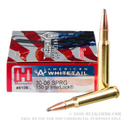 200 Rounds of 30-06 Springfield Ammo by Hornady - 150gr SP