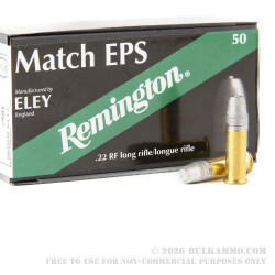 50 Rounds of .22 LR Match Ammo by Remington Eley - 40gr LFN 50 Rounds of .22 LR Match Ammo by Remington Eley - 40gr LFN