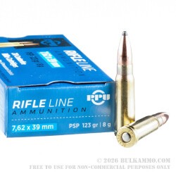 20 Rounds of 7.62x39 Ammo by Prvi Partizan - 123gr PSP
