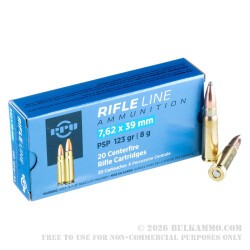 20 Rounds of 7.62x39 Ammo by Prvi Partizan - 123gr PSP
