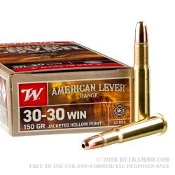 200 Rounds of 30-30 Win Ammo by Winchester American Lever Range - 150gr JHP