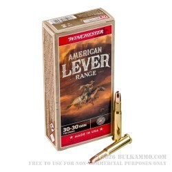 200 Rounds of 30-30 Win Ammo by Winchester American Lever Range - 150gr JHP