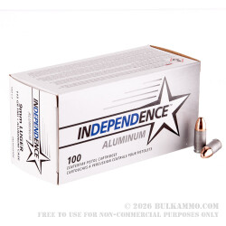 100 Rounds of 9mm Ammo by Independence (Aluminum) - 115gr FMJ