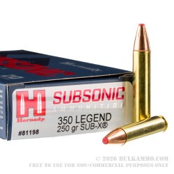 20 Rounds of .350 Legend Ammo by Hornady Subsonic - 250gr Sub-X